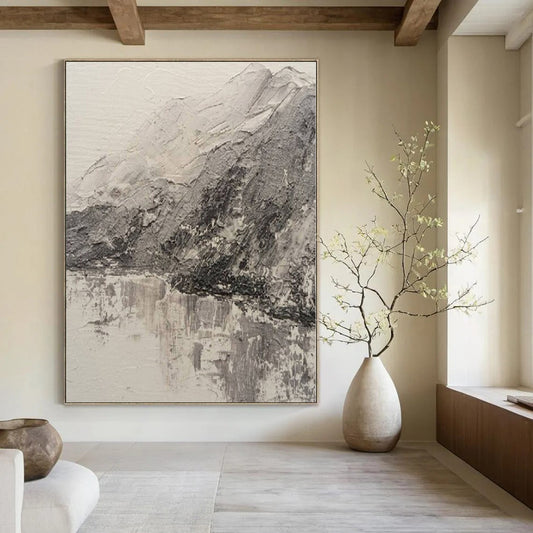 “Black - White Textured Landscape” – Impasto Landscape Painting CT1200