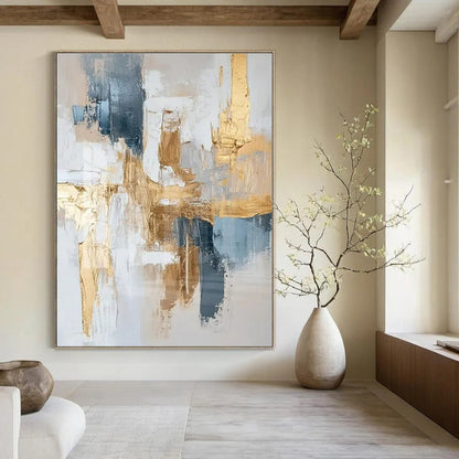 Blue - Gold Urban Abstract - Abstract Cityscape Acrylic CT1269