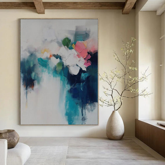 “Soft Colorful Flower Abstraction” – Abstract Still Life Painting CT1182