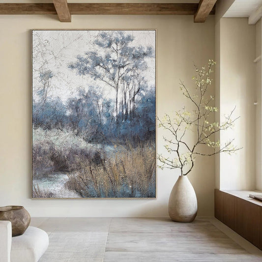 Muted Tonal Forest Scene - Landscape Painting On Canvas DKH1458