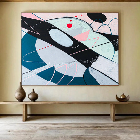 “Pastel Geometric Dreamscape” Abstract Acrylic Painting On Canvas DKH549
