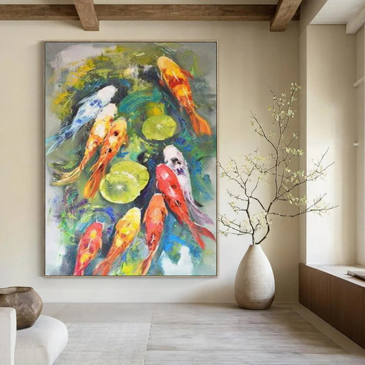 “Colorful Koi Fish Abstract” - Animal - Inspired Abstract Painting On Canvas CT2351
