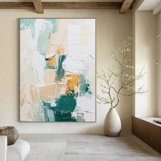 Pastel - Gold Textured Abstract - Abstract Impasto Acrylic CT1282