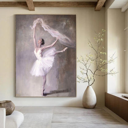 “Graceful Ballerina with Veil” – Realistic Oil Painting On Canvas CT2181
