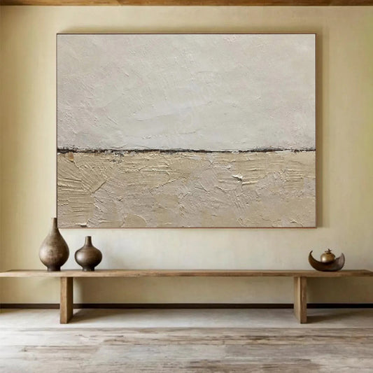 “Minimalist Textured Divide” Abstract Textured Painting On Canvas DKH452