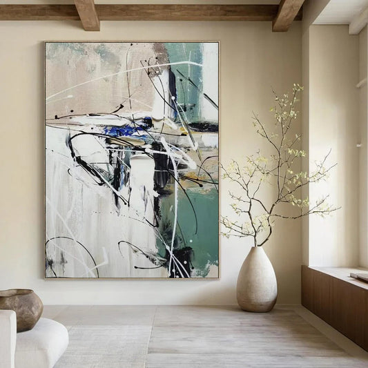 Abstract Black & White Swirls - Expressionist Abstract Painting On Canvas CT2297