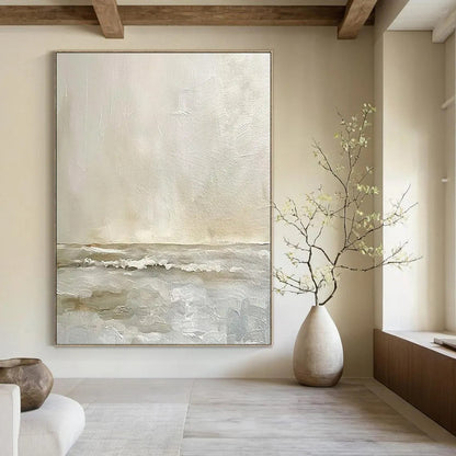 “Neutral Textured Seascape” - Abstract Painting On Canvas CT2360
