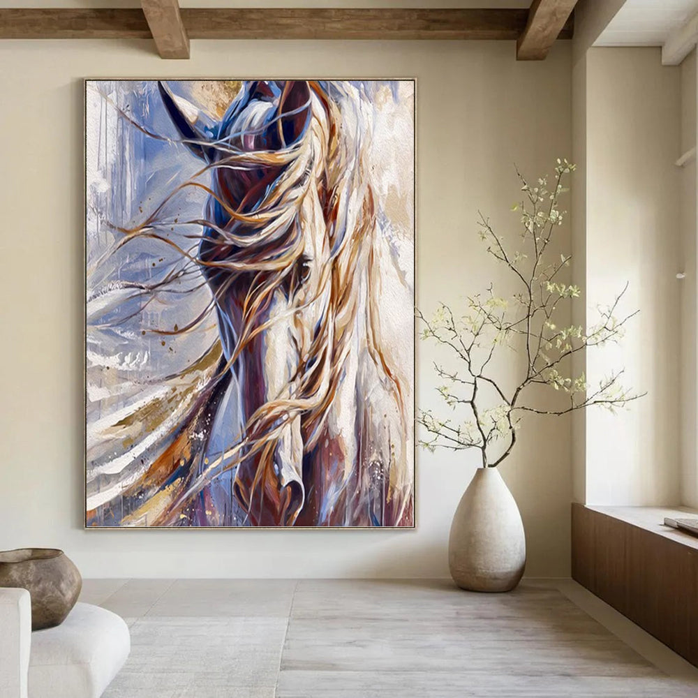 “Wild - Mane Horse” - Dynamic Equine Oil Painting On Canvas DKH1653