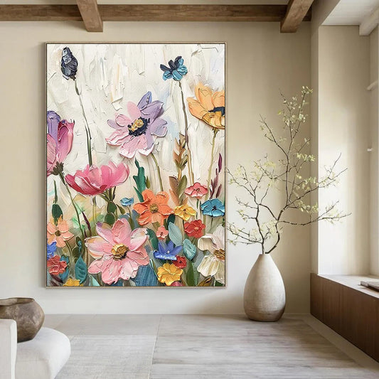 “Textured Floral Medley” - Impressionist Flower Painting On Canvas DTP087