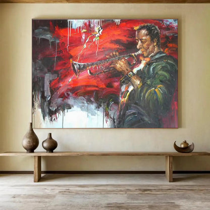 Jazz Musician in Color - Expressionistic Portrait Painting On Canvas DKH636