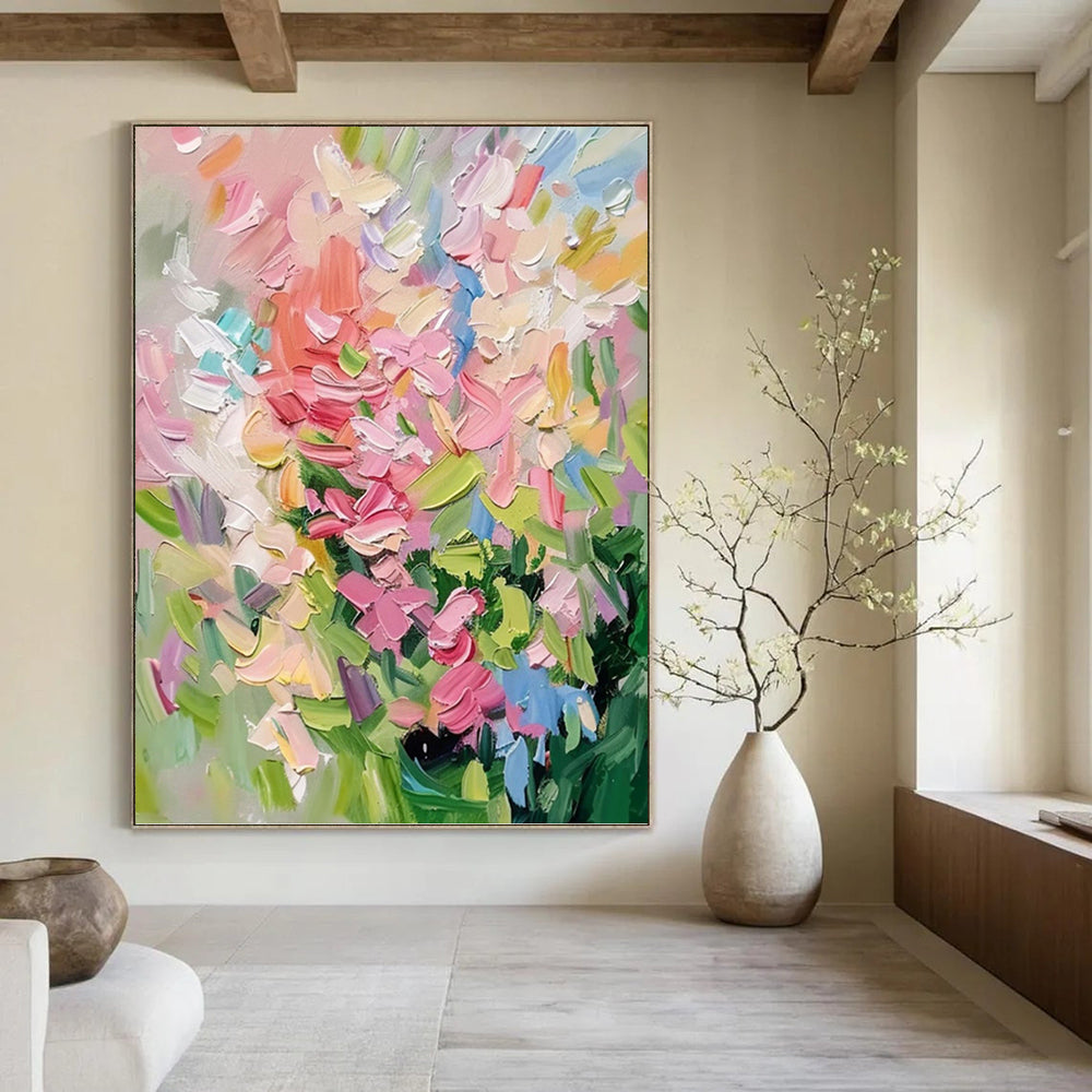 Vibrant Floral Palette - Impasto Flower Painting On Canvas DKH1403