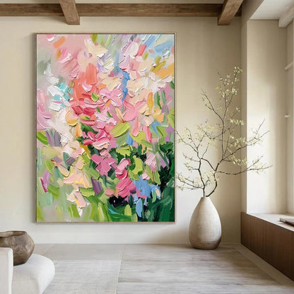Vibrant Floral Palette - Impasto Flower Painting On Canvas DKH1403