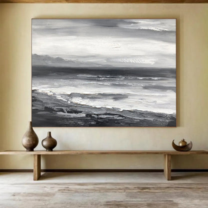 Monochromatic Seascape - Abstract Seascape Painting On Canvas DKH632