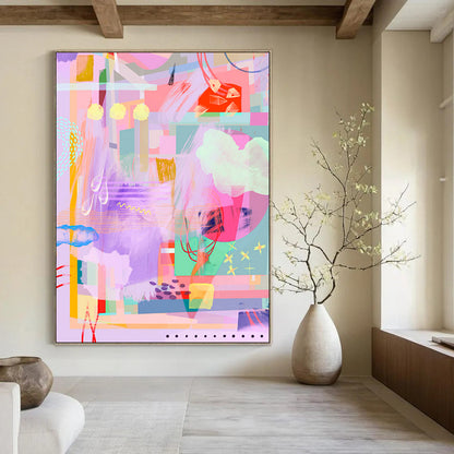 “Pastel Pop” - Abstract Geometric Color Fusion Art on Canvas CT1864