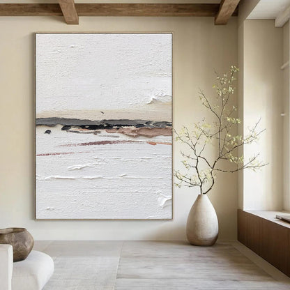 “White Textured Minimalism” - Subtle Abstract Painting On Canvas DKH1664