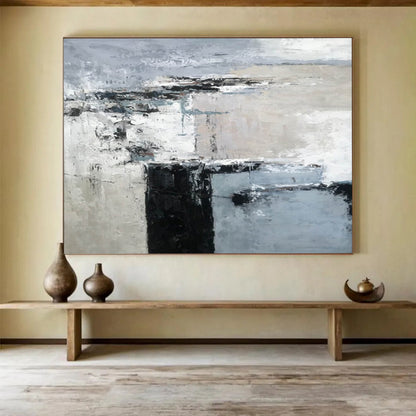 “Muted Gray - Blue Abstract” Minimalist Abstract Painting On Canvas DLZ152