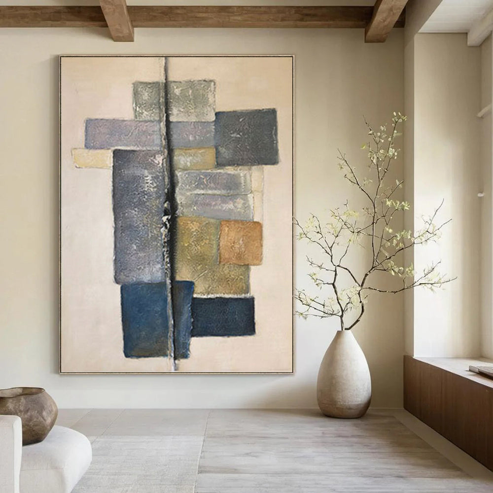 “Geometric Neutral Abstraction” - Subtle Abstract Geometric Painting DKH1041