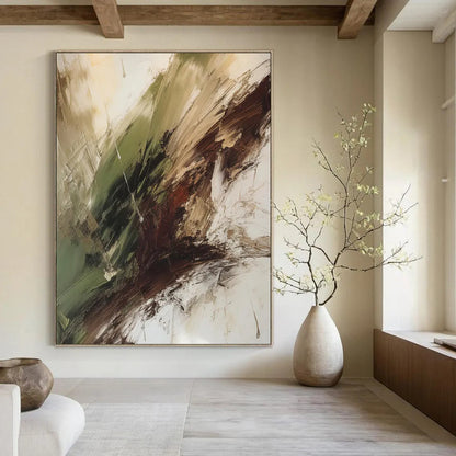 “Green - Brown Abstract Swirls” - Abstract Expressionist Painting On Canvas DTP118