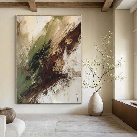 “Green - Brown Abstract Swirls” - Abstract Expressionist Painting On Canvas DTP118