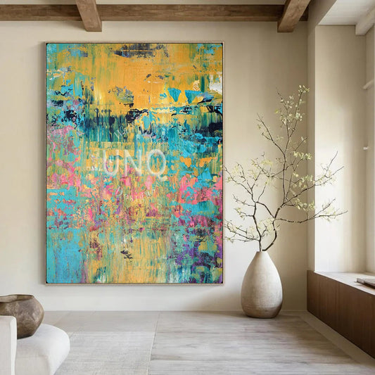 “Colorful Abstract Textured Art” – Impasto Oil Painting On Canvas CT2167