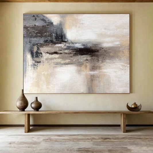 Neutral Tones Abstract Landscape Painting On Canvas DKH282