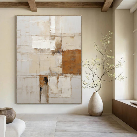 Earthy Neutrals Abstract Composition - Abstract Painting On Canvas DKH1317