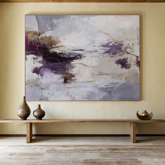 “Purple - Gold Abstract Mystique” Abstract Acrylic Painting On Canvas DKH516