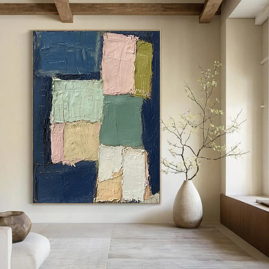 “Pastel Geometric Blocks” - Minimalist Color Field Painting On Canvas DTP013