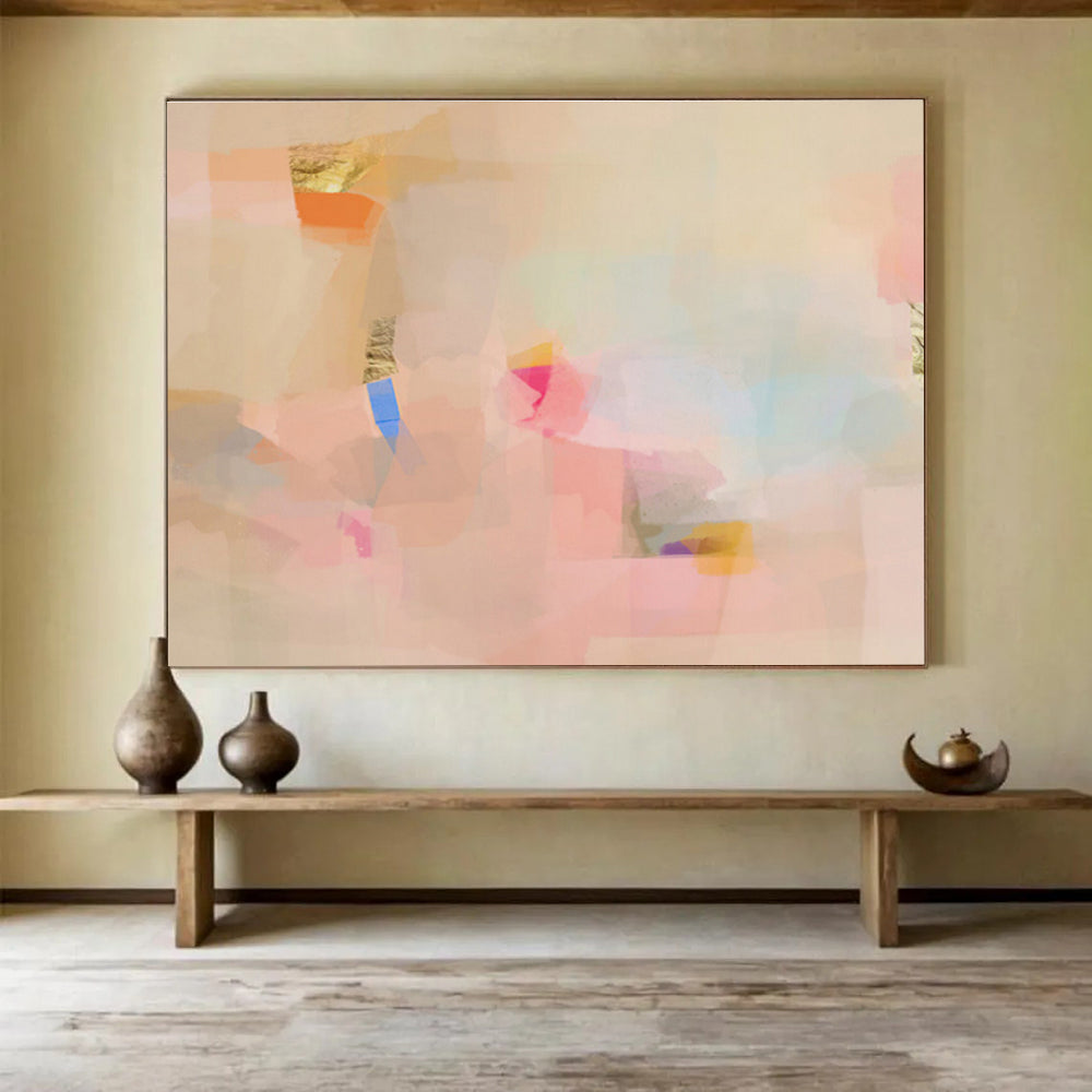 Soft Pastel Abstract Shapes - Subtle Hues and Gentle Forms Painting On Canvas DKH033