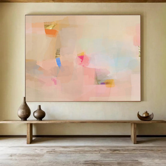 Soft Pastel Abstract Shapes - Subtle Hues and Gentle Forms Painting On Canvas DKH033