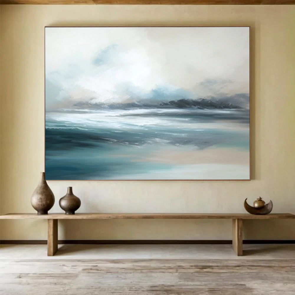 “Muted, Serene Sea ‘Calm Ocean Hues’” - Minimalist Seascape Painting On Canvas DLZ047