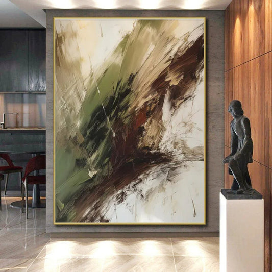 “Green - Brown Abstract Swirl” ，Abstract Oil Painting CT0826