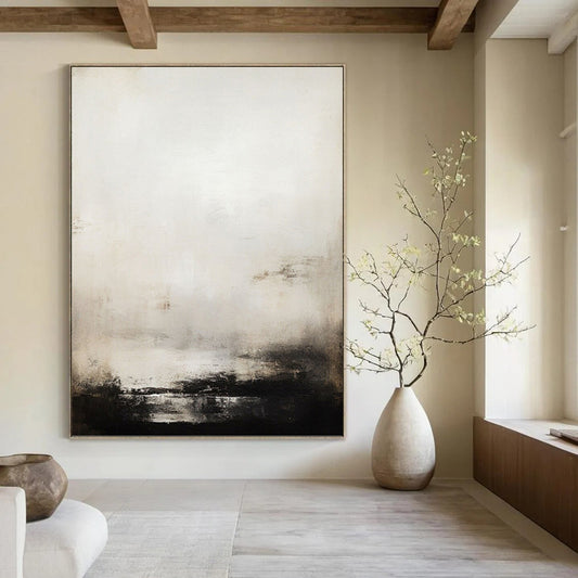Monochromatic Gray and White Abstract - Abstract Painting On Canvas DKH1498