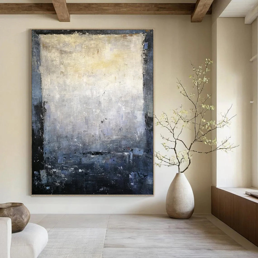 “Shadowed Minimalism” - Gray & Black Abstract Textured Painting On Canvas DKH1577