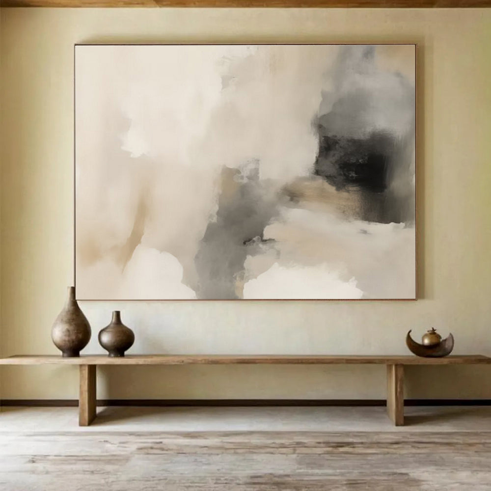 Warm Neutrals Beige Gray Abstract Blends Painting On Canvas DKH239