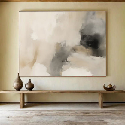 Warm Neutrals Beige Gray Abstract Blends Painting On Canvas DKH239