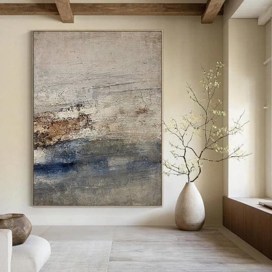 “Gray - Brown & Blue Textured Seascapes” – Abstract Seascape Art CT0976