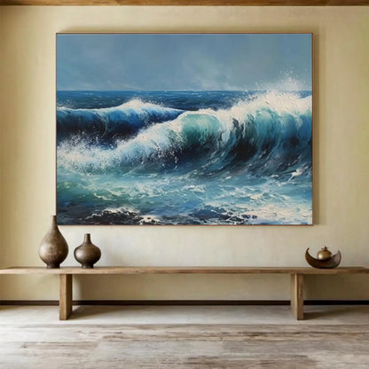 Dynamic Ocean Wave Painting On Canvas DKH324