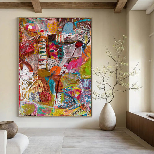 “Colorful Mixed - Media Collage” – Eclectic Mixed - Media Art CT1083