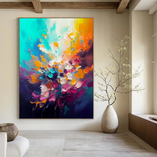 “Vibrant Color Explosion” ，Abstract Floral Acrylic Painting CT0918