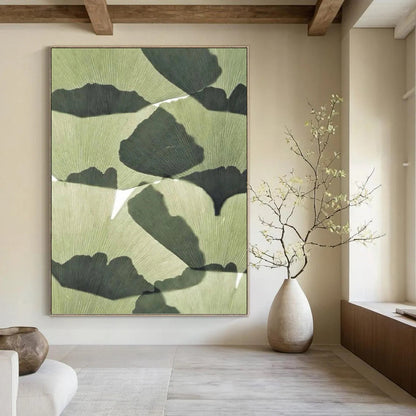 “Ginkgo Leaf Shadows” - Nature - Inspired Abstract Painting On Canvas DKH1070