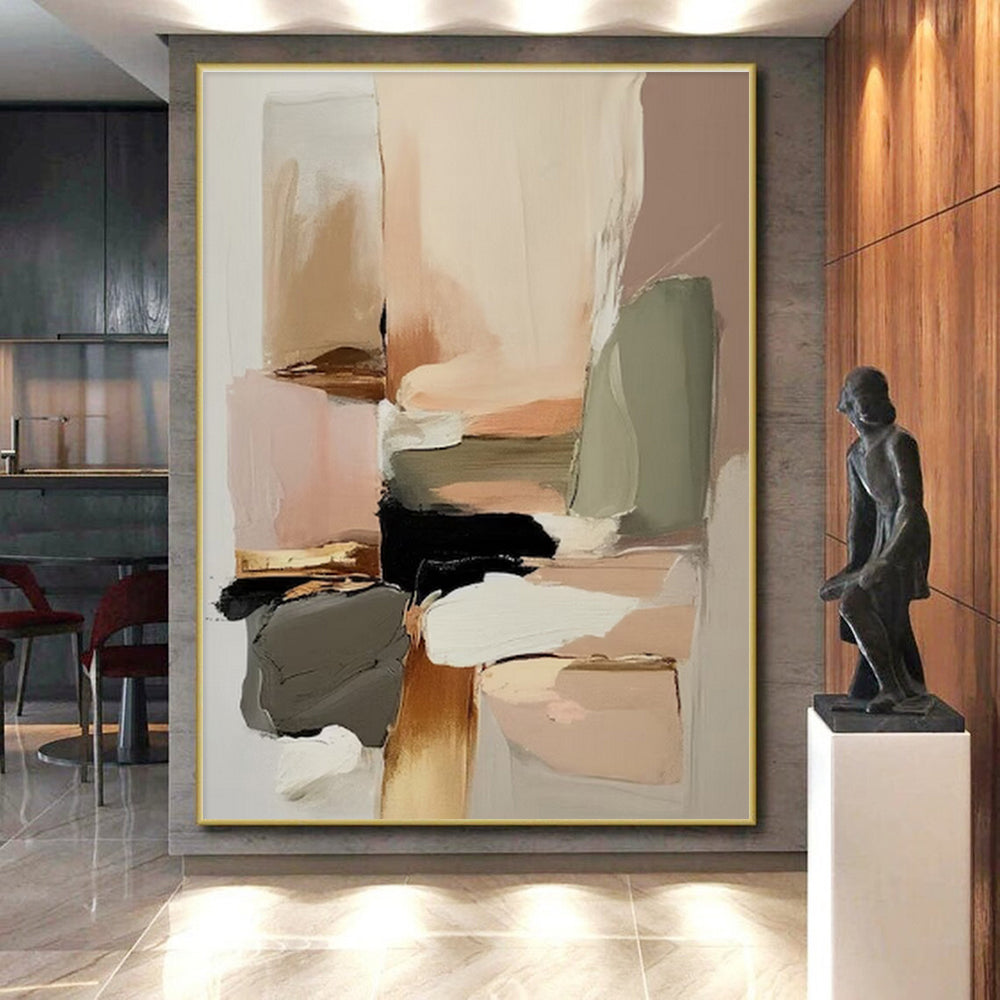 Soft Earth - Toned Blocks, “Warm Hues Harmony” - Abstract Geometric Acrylic Painting CT0736