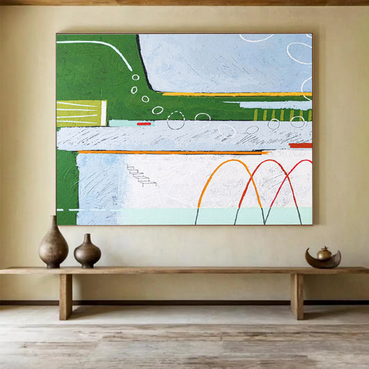 “Colorful Abstract Pathways” Abstract Acrylic Painting On Canvas DKH565