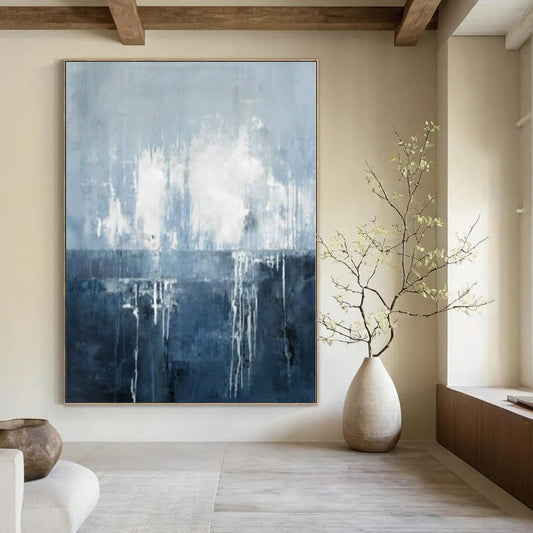 “Blue - Gray Abstract Drips” – Abstract Expressionist Painting CT1138