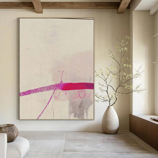 “Pink Line on Light” – Minimalist Abstract Art CT1045