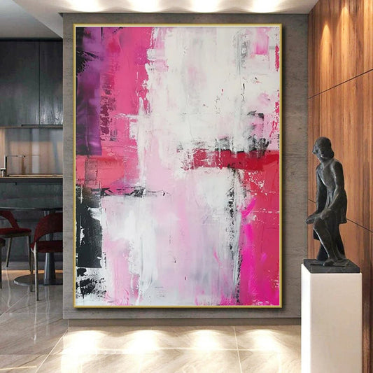 “Pink - Purple - Red Abstract Layers” ，Abstract Acrylic Painting CT0814