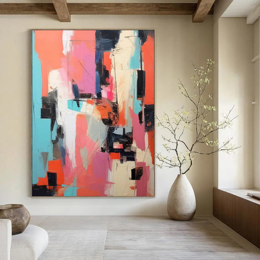 “Colorful Cubist Abstraction” - Cubist - Inspired Abstract Painting On Canvas DTP127
