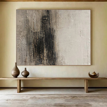 Textured Monochrome Abstract “Shadowy Textured Mystery” Painting On Canvas DKH086
