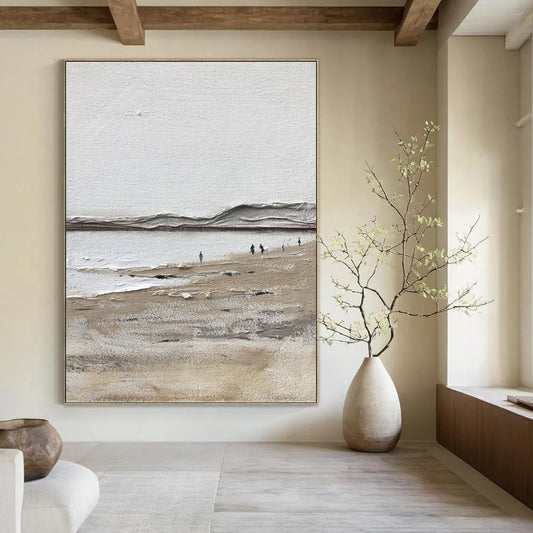 “Textured Beach Scene” - Impressionist - Style Landscape Painting On Canvas DKH1674
