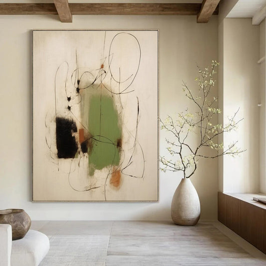 Minimalist Line & Color - Abstract Expressionist Ink & Acrylic CT1283